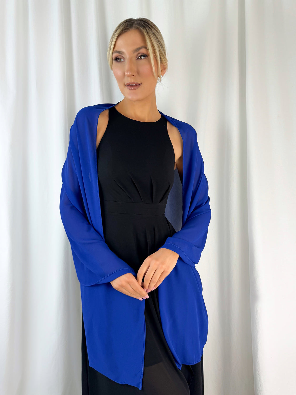 Chiffon Wrap Wedding Scarf - Cobalt
