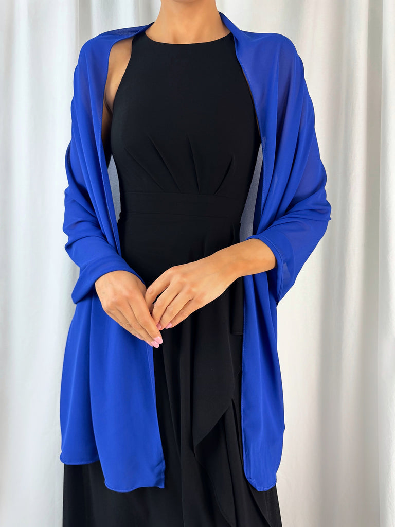 Chiffon Wrap Wedding Scarf - Cobalt