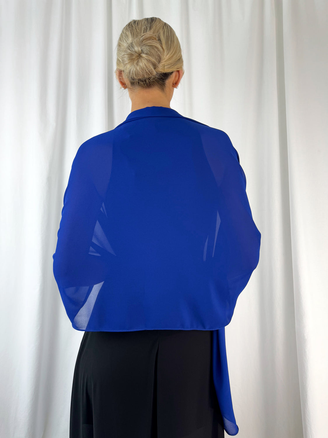 Chiffon Wrap Wedding Scarf - Cobalt