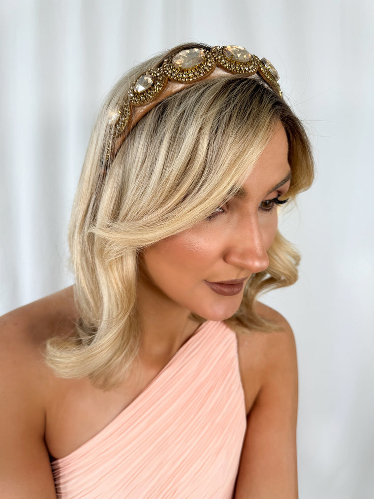 Headband with Stones - Light Brown