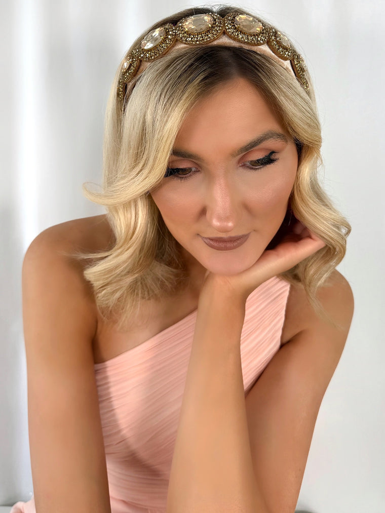 Headband with Stones - Light Brown