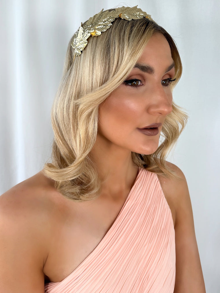 Gold Headband with Big Leaves