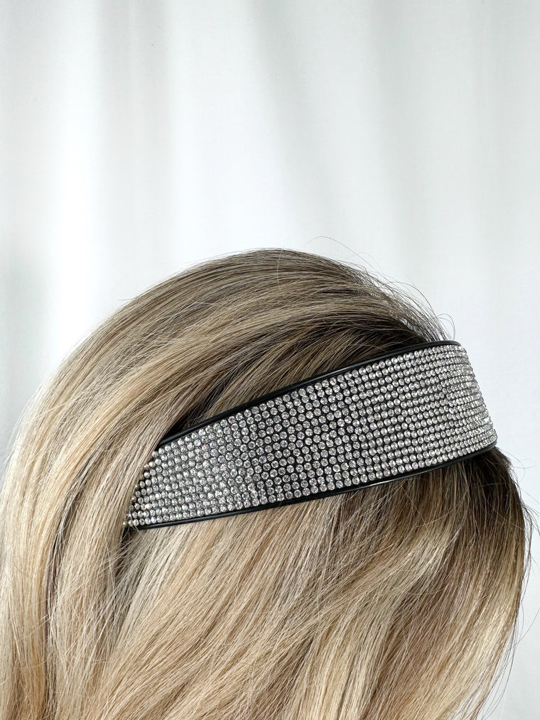 Black Large Headband with Small Stones