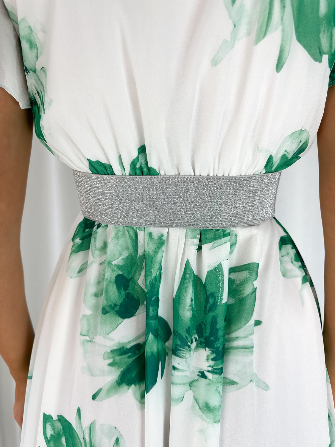 Chloe Silver Belt with Round Spiral Buckle