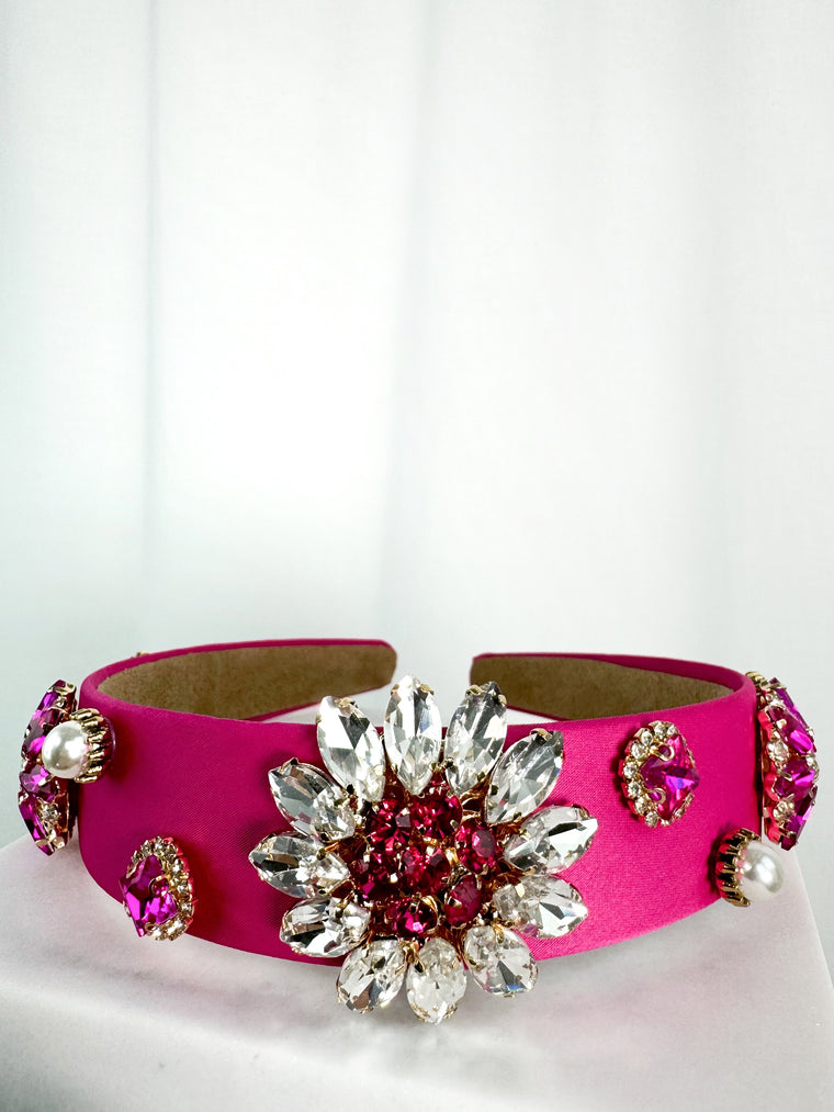 Fuchsia Headband with Stones - Flower Shape
