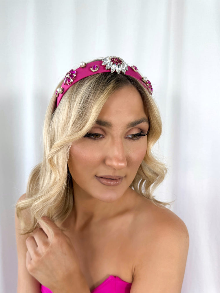 Fuchsia Headband with Stones - Flower Shape